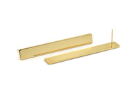 Gold Rectangle Earring, 2 Gold Plated Brass Rectangle Blank Stud Earrings (54x7x0.80mm) B0185 A1309 Q1039