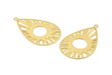 Gold Drop Charm, 4 Gold Plated Brass Sun Charms With 1 Loop, Findings (47x30x0.30mm) D1686