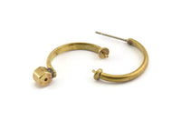 Brass Ear Wire, 8 Raw Brass Earring Stud For Pearl, Earring Findings (21mm) D1312