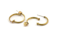 Brass Ear Wire, 8 Raw Brass Earring Stud For Pearl, Earring Findings (21mm) D1312