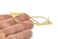 Brass Diamond Earring, 4 Raw Brass Diamond Stud Earrings With 1 Loop (56x27.5mm) E017 A1445