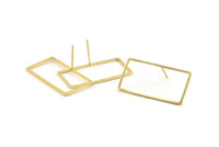 Gold Rectangle Earring 6 Gold Plated Brass Rectangle Stud Earrings (30x15x1mm) D1562