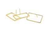 Gold Rectangle Earring 6 Gold Plated Brass Rectangle Stud Earrings (30x15x1mm) D1562