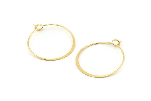 Gold Earring Wire, 10 Gold Plated Brass Earring Wires (25mm) D1701