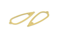 Brass Drop Charm, 24 Raw Brass Carrot Pendants With 3 Holes, Connectors, Findings (42x16x0.50mm) A1388