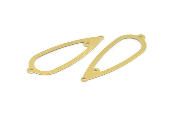 Brass Drop Charm, 24 Raw Brass Carrot Pendants With 3 Holes, Connectors, Findings (42x16x0.50mm) A1388