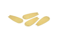 Brass Drop Charm, 24 Raw Brass Drop Connectors With 4 Holes, Earring Charms, Findings (28x12x0.50mm) A1387