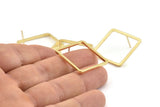 Gold Square Earring, 2 Gold Plated Brass Square Stud Earrings (25x1.5mm) D1559