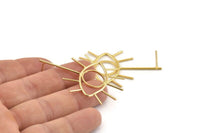 Gold Eye Earring, 2 Gold Plated Brass Eye Stud Earrings (52x30x1.2mm) D1633