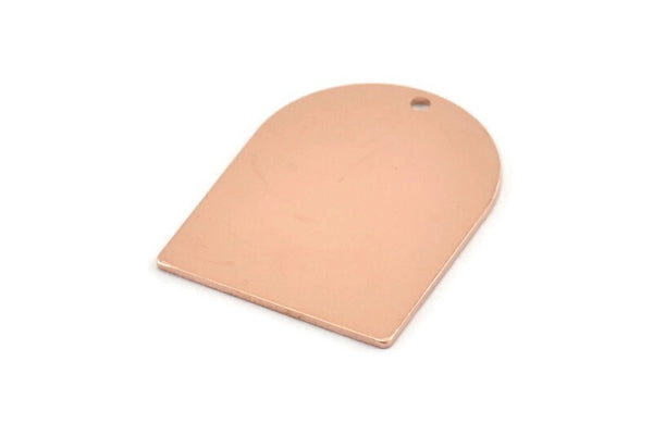 Copper Military Tag, 6 Raw Copper D Shaped Stamping Blanks With 1 Hole, Findings (28x21x0.80mm) M024
