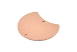 Copper Moon Charm, 6 Raw Copper Moon Charms With 2 Hole, Connectors (28x21x0.80mm) M019