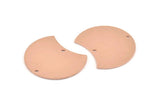 Copper Moon Charm, 6 Raw Copper Moon Charms With 2 Hole, Connectors (28x21x0.80mm) M019