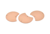 Copper Moon Charm, 6 Raw Copper Moon Charms With 2 Hole, Connectors (28x21x0.80mm) M019