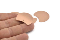 Copper Moon Charm, 6 Raw Copper Moon Charms With 2 Hole, Connectors (28x21x0.80mm) M019