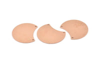 Copper Moon Charm, 6 Raw Copper Moon Charms With 2 Hole, Connectors (28x21x0.80mm) M020