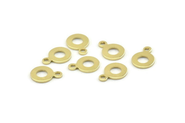 Brass Circle Charm, 100 Raw Brass Circle Charms With 1 Loop, Findings (11x8x0.80mm) M041