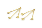 Gold Star Charm, 2 Gold Plated Brass Star Charms With 1 Hole, Findings (44x30x1mm) D1631