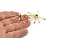 Gold Wire Earring, 2 Gold Plated Brass Wire Stud Earrings (47x28x1mm) D1632