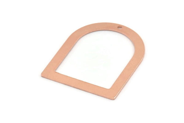 D Shape Charm - 10 Raw Copper D Shape Charms With 1 Hole, Pendants (35x28x0.80mm) M025