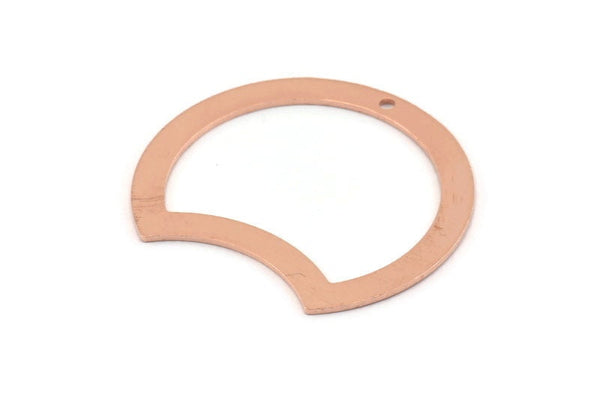 Copper Moon Charm, 10 Raw Copper Moon Charms With 1 Hole (35x28x0.80mm) M028