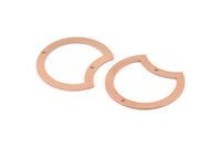 Bakır Ay Tılsımı, 2 Delikli 10 Ham Bakır Ay Tılsımı, Bağlantı Parçaları (35x28x0,80 mm) M029