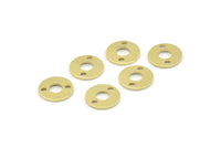Brass Circle Charm, 50 Raw Brass Circle Connectors With 2 Holes, Findings (10x0.80mm) M039