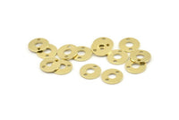 Brass Circle Charm, 50 Raw Brass Circle Connectors With 2 Holes, Findings (10x0.80mm) M039