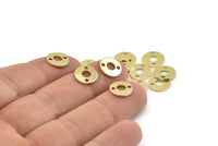 Brass Circle Charm, 50 Raw Brass Circle Connectors With 2 Holes, Findings (10x0.80mm) M039