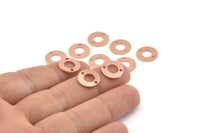 Copper Circle Charm, 50 Raw Copper Circle Connectors With 2 Holes, Findings (12x0.80mm) M014