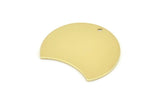 Brass Moon Charm, 6 Raw Brass Moon Stamping Blanks With 1 Hole (28x21x0.80mm) M055