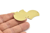 Brass Moon Charm, 6 Raw Brass Moon Stamping Blanks With 2 Holes, Connectors (28x21x0.80mm) M052