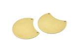 Brass Moon Charm, 6 Raw Brass Moon Stamping Blanks With 2 Holes, Connectors (28x21x0.80mm) M053