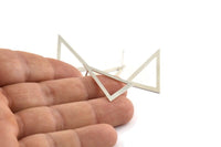 Silver Triangle Earring, 2 - 925 Silver Triangle Stud Earrings (26x21x0.60mm) P07
