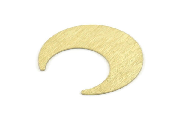 Brass Moon Charm, 4 Textured Raw Brass Crescent Moon Blanks (42x16x0.80mm) M056