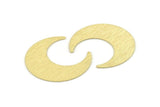 Brass Moon Charm, 4 Textured Raw Brass Crescent Moon Blanks (42x16x0.80mm) M056