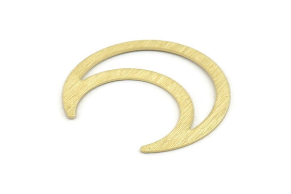 Brass Moon Charm, 6 Textured Raw Brass Crescent Moon Blanks (42x16x0.80mm) M073