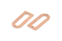 D Shape Charm - 12 Raw Copper D Shape Connectors With 2 Holes, Pendants (30x13x0.80mm) M072