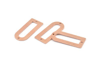 D Shape Charm - 12 Raw Copper D Shape Connectors With 2 Holes, Pendants (30x13x0.80mm) M072