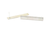Silver Rectangle Earring, 2 - 925 Silver Rectangle Stud Earrings (40x6x0.60mm) P018