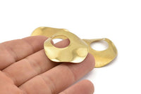 Brass Circle Charm, 12 Wavy Raw Brass Circle Charms With 1 Hole, Earring Findings (32mm) A1402