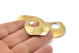 Brass Circle Charm, 12 Wavy Raw Brass Circle Charms With 1 Hole, Earring Findings (32mm) A1402