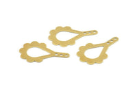 Brass Key Charm, 50 Raw Brass Drop Connectors With 3 Holes, Findings (25x15x0.50mm) A1389