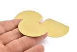 Half Moon Charm, 6 Raw Brass Semi Circle Blanks With 1 Hole (40x32x0.50mm) A1403
