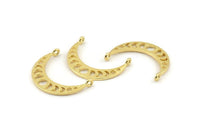 Moon Phases Pendant, 4 Gold Plated Brass Crescent Pendants With 2 Loops, Earring Findings (25x6x1mm) N0992 Q0850