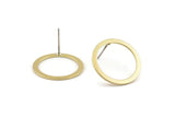 Brass Circle Earring, 8 Raw Brass Circle Stud Earrings (18x0.90mm) D1481 A1425