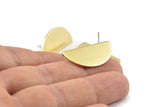 Semi Circle Earring, 6 Raw Brass Half Moon Stud Earrings (28x13x1mm) D978 A1428