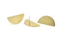 Semi Circle Earring, 6 Raw Brass Half Moon Stud Earrings (28x13x1mm) D978 A1427