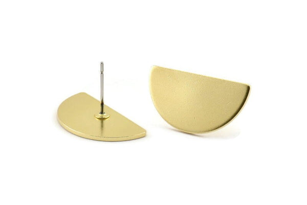 Yarım Daire Küpe, 8 Ham Pirinç Yarım Ay Küpe (22x12x1mm) D1091 A1329