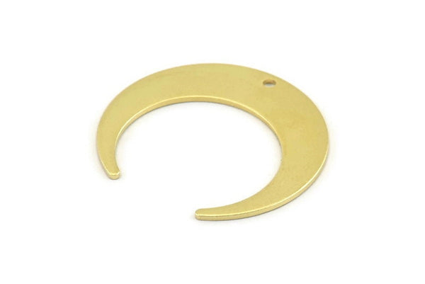 Brass Moon Charm, 12 Raw Brass Crescent Moon Charms With 1 Hole (30x28x0.80mm) A1435