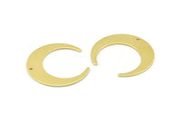 Brass Moon Charm, 12 Raw Brass Crescent Moon Charms With 1 Hole (30x28x0.80mm) A1435